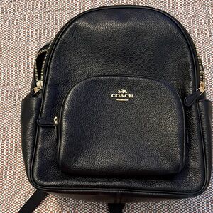 Coach Black Pebbled Leather Mini Backpack with Gold Logo